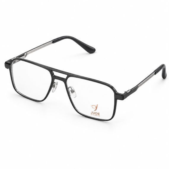Jude Eyewear Graphite Aviator glasses, angled view.